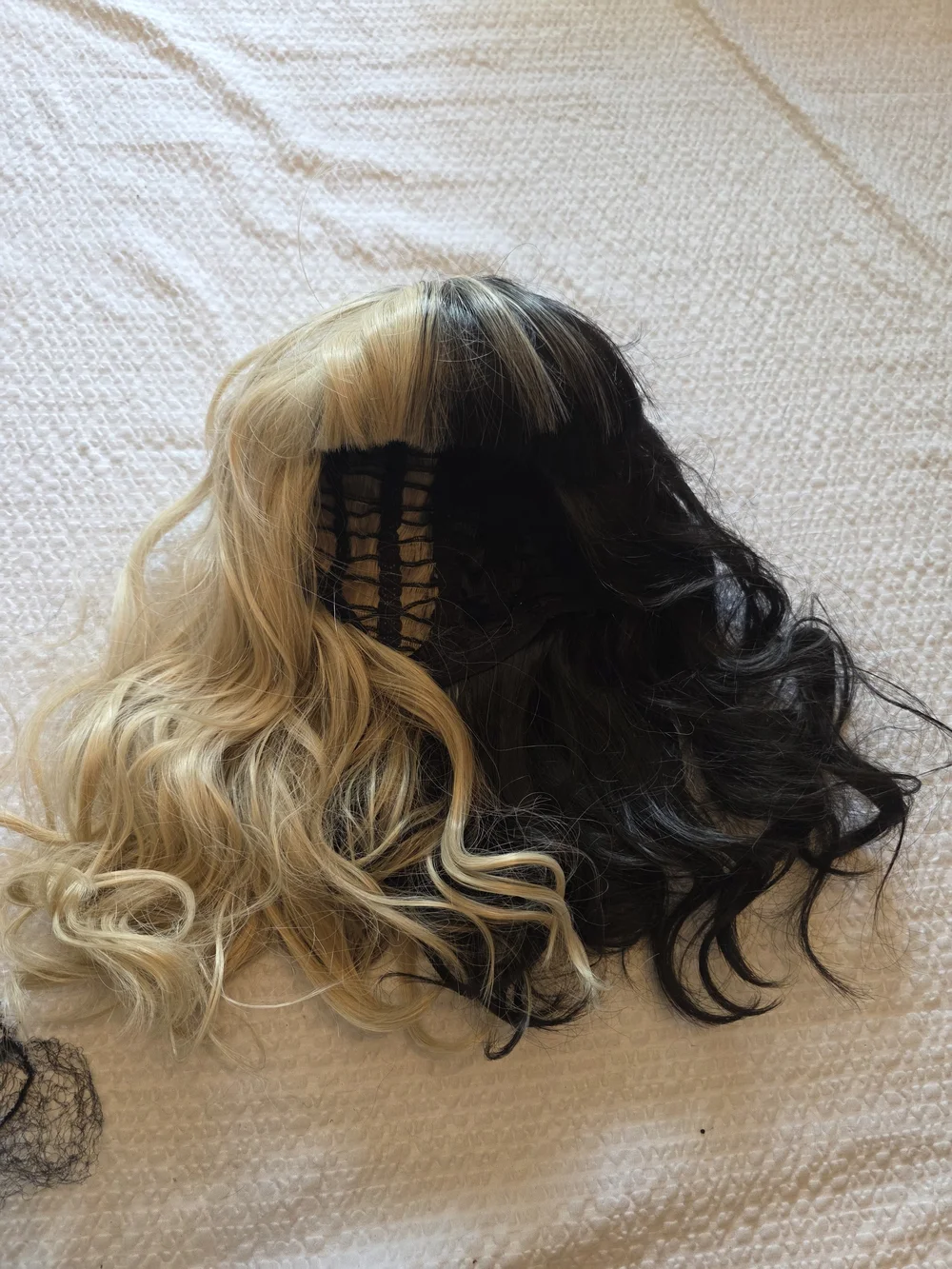 Two Tone Black-BlondeWig with  Wig Cap New